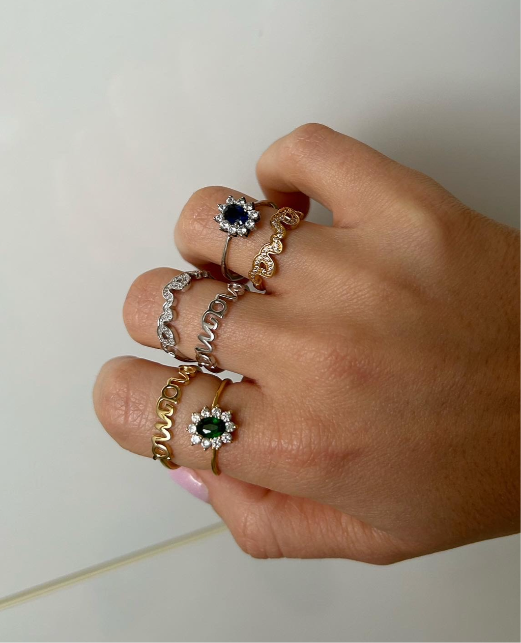 Anillo MAMÁ circonitas plata