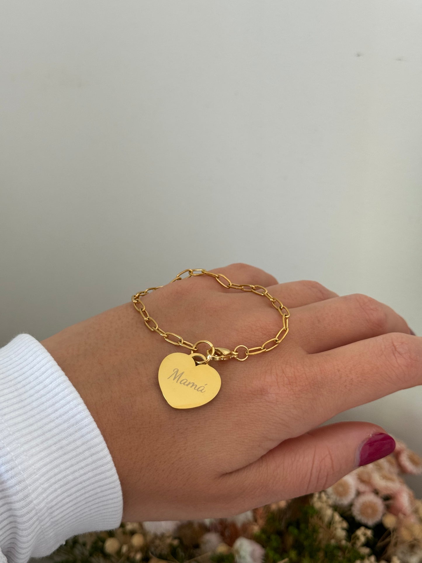 Pulsera eslabones corazón Maxi Mamá