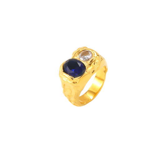 Anillo martillado zafiro