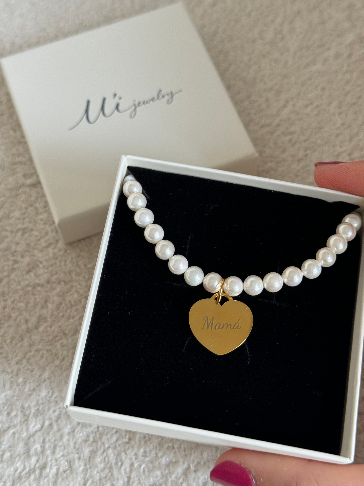 Collar perlas Mamá corazón Maxi